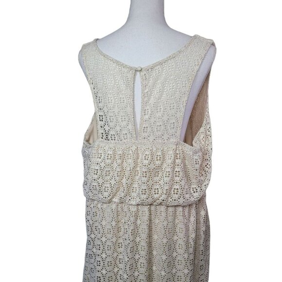 Maurices Plus Dress Womens 2X Doily Eyelet Lace Sleeveless Beaded Sequin Beige‎ - Picture 8 of 16
